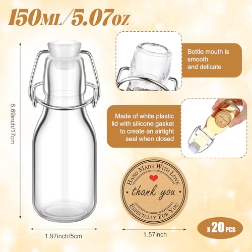 Queekay 20 Pack Mini Swing Top Glass Bottles - size: 5.07 oz