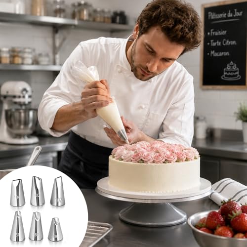 6 PCS Piping Tips Set, Cake Decorating Tips, Flower Icing Nozzles