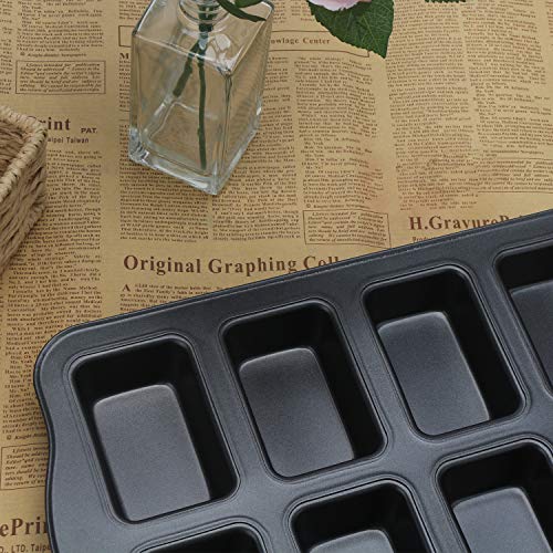 Beasea Mini Loaf Pan 8 Cavity, Nonstick Bakeware Square Bread Pan, Carbon Steel Mini Loaf Bread Pan Cake Pans for Baking Oven - color: Black Miniloaf 8 Cup