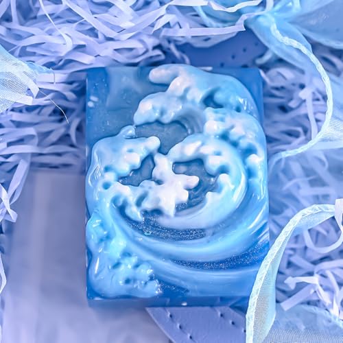 Ocean Wave Soap Molds, Square Sea Waves Silicone Mold 4-Cavity - color: Ocean Wave Soap