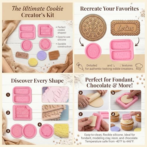 4 Pcs Biscuit Silicone Molds Cookies Chocolate Candy Fondant Molds - color: F-24