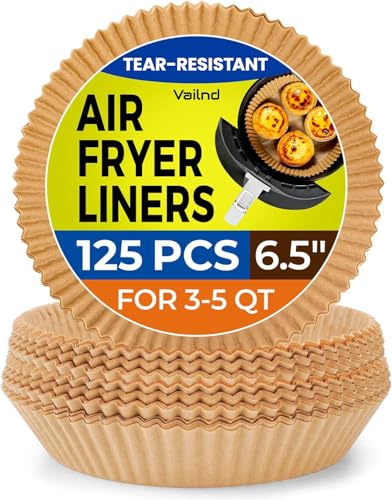 Vailnd 125Pcs 6.5inch Round Air Fryer Liners Disposable for 3-5QT - size: 6.5"Round