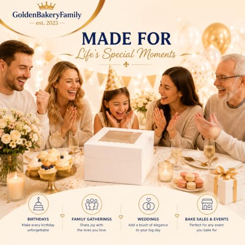 15 Pcs 12in Cake Boxes with Window,12x12x8 Inches White Bakery Boxes - color: White（12 Inch 15 Pack）