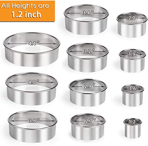 HULISEN Biscuit Cutter Set 11-Pc, Stainless Steel Round Cookie Cutters - style: 11 Sizes - Flat
