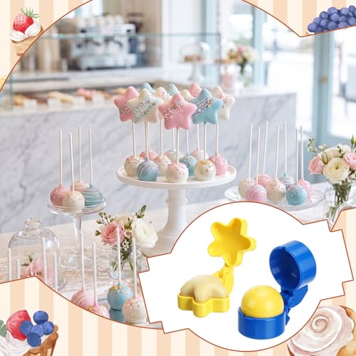 2 Pcs Large Round and Star Cake Pop Molds Shapes Press Set - color: Round and Star, size: Large