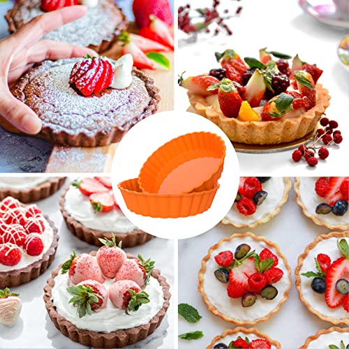 Webake 8 Pack Silicone Tart and Pie Molds, 5 Inches Silicone Round Mold Individual Small Fluted Cake Pans Mini Quiche Tart Pans for Baking - style: Tart