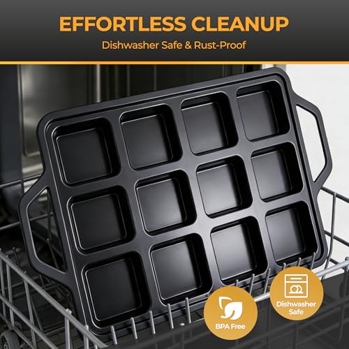 Silicone Mini Loaf Pan 2 Pack with Reinforced Metal Frame 12-Cavity - color: Black 12-Cavity