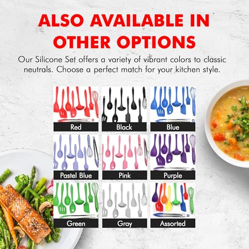 Chef Craft - Premium Silicone Kitchen Tools and Utensils Set, Non-Scratch, Withstands Temperatures up to 450°F, BPA-Free, 9 Piece Cooking Utensils Set, Gray - color: Gray, size: 9 Piece Set