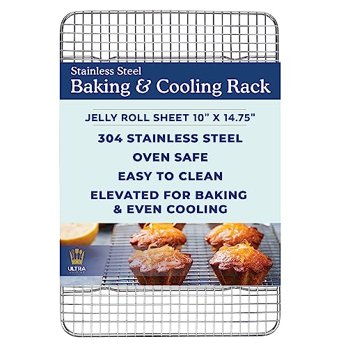 Ultra Cuisine Stainless Steel Baking Rack - 10 x14.75 inch Jelly Roll Wire - size: 10.0" x 14.75" 1-Pack