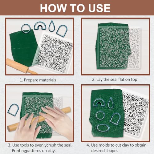 CHGCRAFT Fujiman Background Polymer Clay Texture Sheets, 5.5x5.5Inch - style: Vines