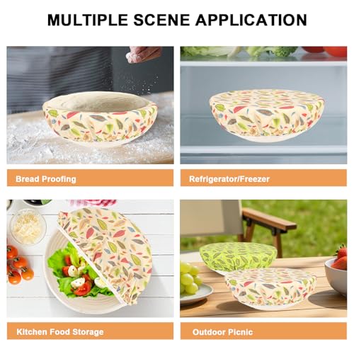 2Pcs 10inch Reusable Beeswax Elastic Bowl Covers for Bread Proofing - style: leaves