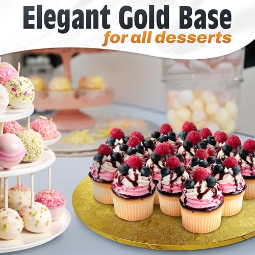 Gold Cake Board 14 Inch, Round Cake Drum, 1/2 Inch Thick Cardboard - color: Gold, size: 14"