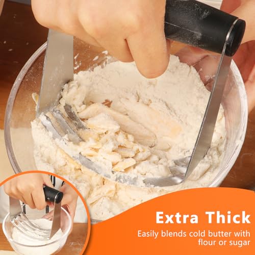 HULISEN 5-Pc Biscuit Cutters, Flour Duster, Pastry Scraper, Dough Blender - size: 4 Pcs Pastry Cutter Set with Flour Duster