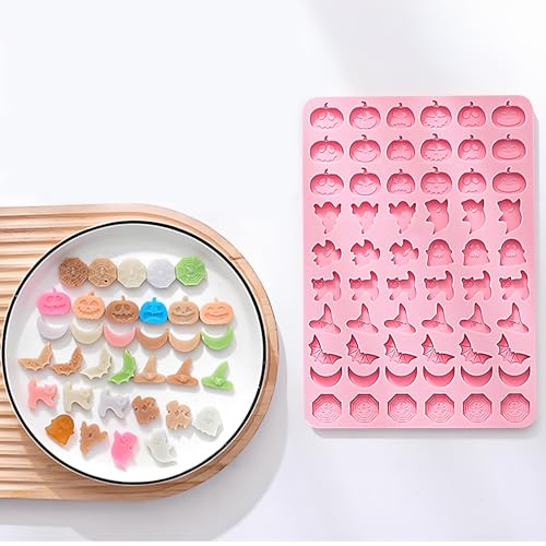 Halloween Silicone Candy Chocolate Mold with 15 Spooky Shapes - color: Pink-QY309