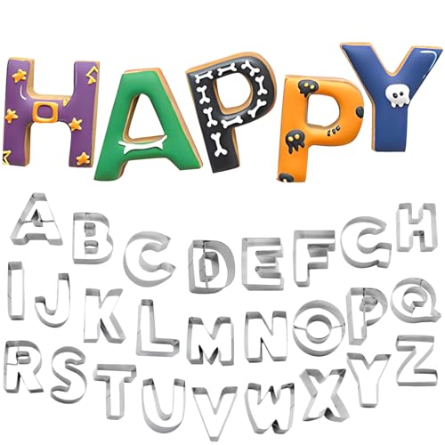 Luomorgo 26PCS Stainless Steel Alphabet Cookie Cutters Set, A-Z Letters - style: Letters