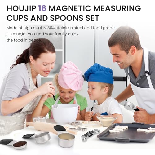 Magnetic Measuring Cups and Spoons Set-Heavy Duty 304 Stainless Steel - color: Black