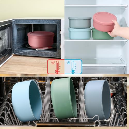 4 Pcs 24 Fl oz Silicone Food Containers with Lids, Leakproof Lunch