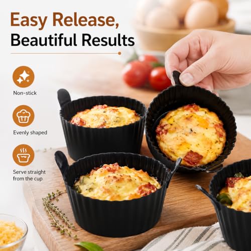 1pcs Air Fryer Baking Ramekins Premium Non-Stick Food-Grade Silicone Mold Cups BPA Free Reusable Air Fryer Accessories Air Fryer Egg Molds for Eggs, Cupcakes, Muffins, Puddings, Tarts, Custards