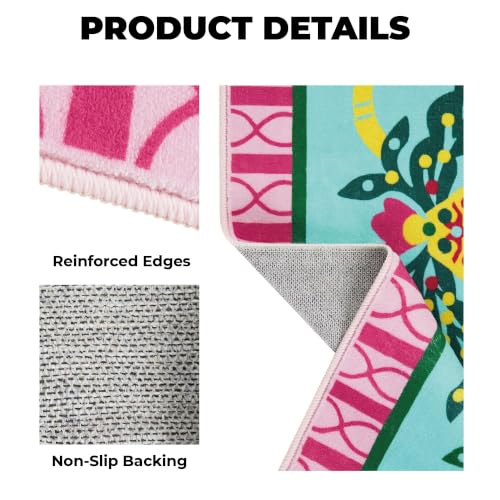 2x3 Pink Peony Area Rug, Soft Low Pile - color: Pink Peony, size: 2' x 3' (Rectangular)