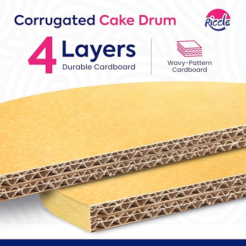 RICCLE Cake Boards - 12 Inch Cake Drum - Smooth-Edged Pack of 6 Cake Drums - Sturdy Cake Boards Round - Bend Resistant Multi-Layered Cake Base for Minimalist Displays (Gold) - color: Gold