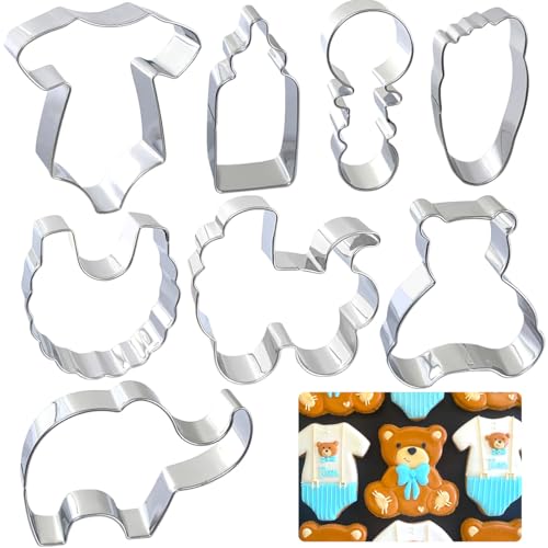 Baby Shower Cookie Cutters 8Pcs, Metal Biscuit Cutter Cookie Mold - style: Baby Shower 8Pcs