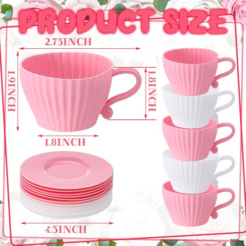 Vesici 24 Pcs Silicone Teacup Cupcake Molds, Reusable Baking Liners