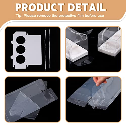 Thenshop 20 Pack Clear Cupcake Boxes with Handle and Insert, White - color: White