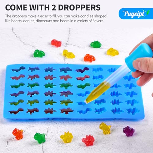 Puyeipt Silicone Gummy Candy Molds, 4 Pack, 201 Cavities