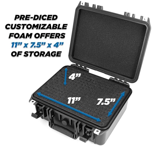 CLOUD/TEN 13 inch Smell Odor Block Airtight Carry Case with Impact Absorbing Protective Customizable Foam - style: 13 Inch