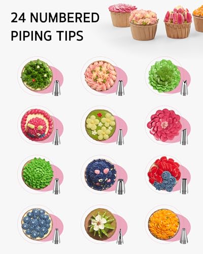 Syntus 65 PCs Cake Decorating Kit with Cake Stand, Cake Baking Supplies - color: White