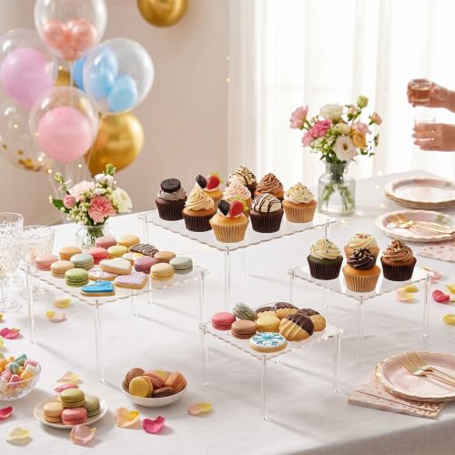 Mifoci 4 Tier Acrylic Cake Display Stand, Dessert Table Display Set