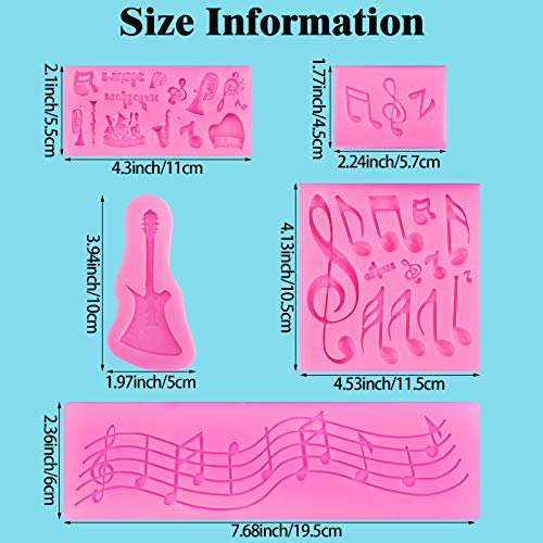 5 Pieces Music Note Fondant Mold Music Note Lace Mat Silicone Musical Candy Mold for Cake Decoration