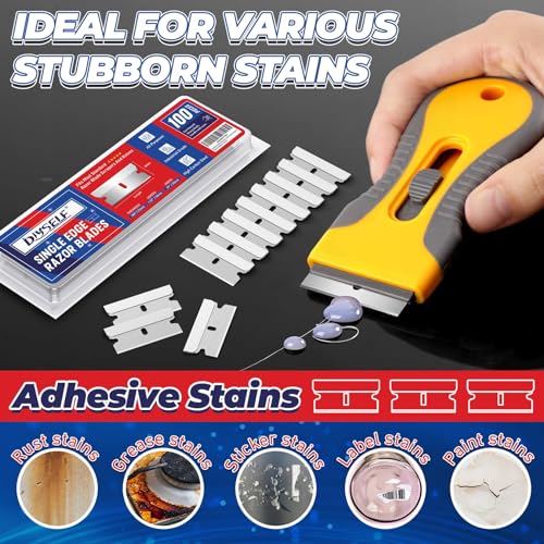 DIYSELF 400 Pack Scraper Blades, Flat Razor Blades for Labels and Decals - size: 400 Pcs