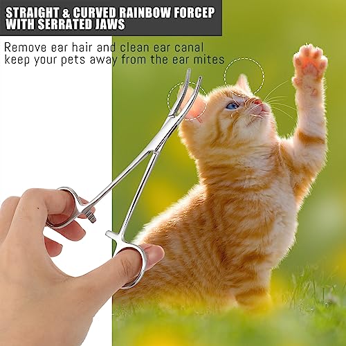 BBTO 2 Pcs Hemostat Forceps Curved Straight, Piercing Pliers,Silver - color: Silver