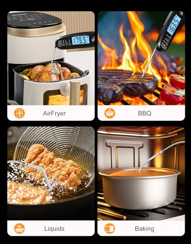 Instant Read Meat Thermometer Digital for Cooking with Dual Probe - color: Black