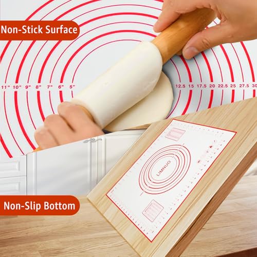 Silicone Baking Mat Dough Mat Non-Slip and Reusable Light Red