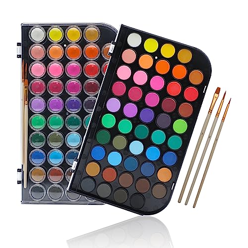 Artecho 48 Colors Watercolor Paint Set, 3 Brushes