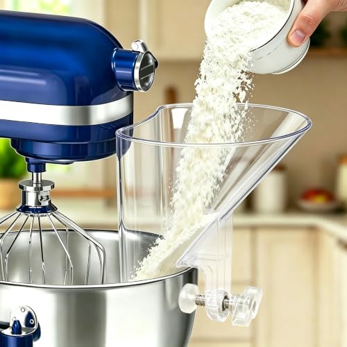KingofKings Flour Funnel for Kitchen Aid Accessories and Attachments - color: Clear