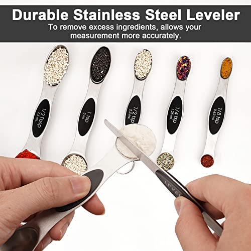 Aovchei 7 PCS Black Magnetic Measuring Spoons Set - size: 7pcs-black