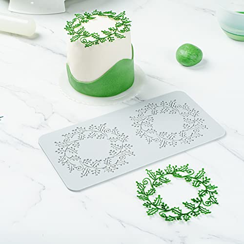 Restaurantware Pastry Tek Fondant Impression Mat 1 Reusable Fondant Embosser - Autumn Leaf Halo Pliable Gray Silicone Cake Impression Mat Dishwashable For Cake Decoration - style: Autumn Leaf Halo