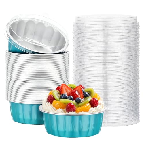 Beasea 8oz Disposable Ramekins with Lids, 50 Pack, Blue Green - color: Blue Green, size: 8oz 50pcs