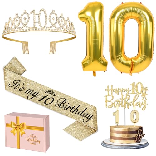 YeohJoy Gold 10th Birthday Decorations for Girl - style: 10th