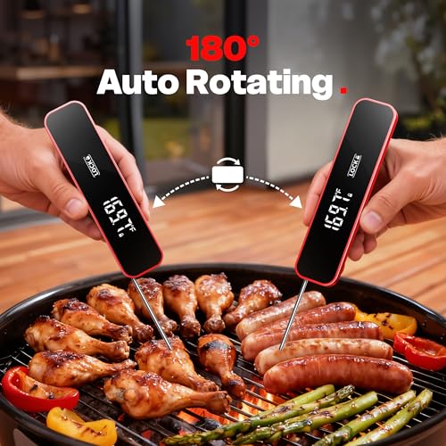 0.3 Sec Instant Read Meat Thermometer Digital for Grilling, Red - color: Red