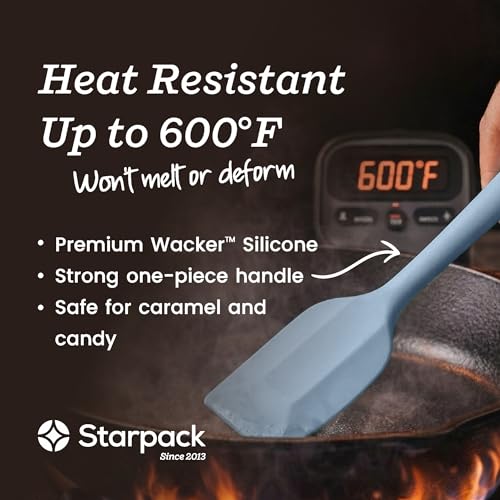 Starpack Flip and Whip Silicone Baking Utensils Set (5-Piece) - LFGB Non Toxic, 600°F Heat Resistant, BPA-Free - Whisk and Rubber Spatula Set with Pastry Brush - Dishwasher Safe, Nonstick Light Blue - color: Light Blue