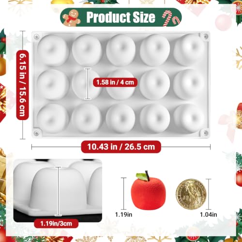 Apple Silicone Mold, 15-Cavity Apple Shaped Mousse Cake Molds - color: 15 Cavity Apple Sphere Mold