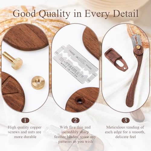 Bread Lame Set with Blade Cover, Two Scoring Knifes with 5 Feather Blades, Dough Scoring Tool for Bread Baking, Sourdough Scoring Tool Dexterous-Cut Series Lame Bread Tool (LUNA & ELEGANT) - style: Luna&Elegant with Cover