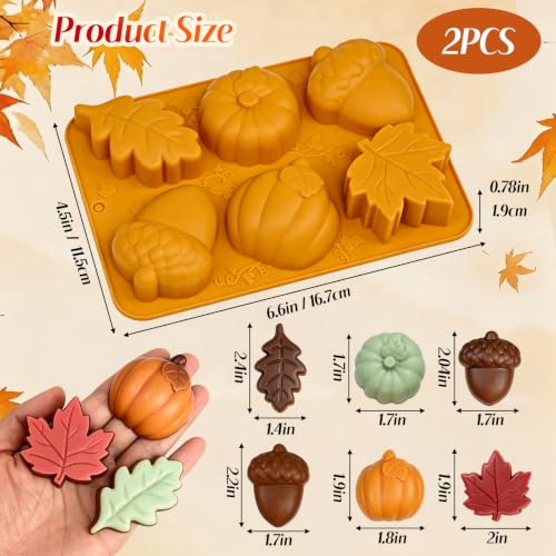 Fall Silicone Molds for Chocolate, 2Pcs 12-Cavities Autumn Molds - color: Brown+Yellow