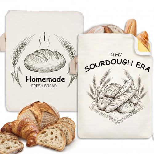 Sourdough Baking Lover Gifts Beeswax Bread Bags 2 Pack XL 13x17in - color: In My Sourdough Era 03