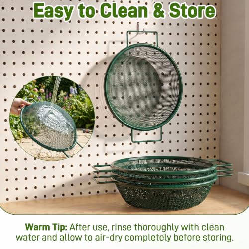 Mulctun 2Pcs Soil Sifter with Handles,Heavy Duty Dirt Sifter for Gardening - color: Green, size: 2 Pcs (2,4mm grid)