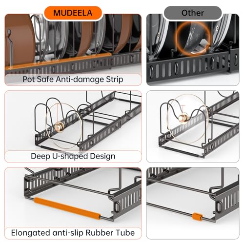 MUDEELA Expandable Pot Pan Lid Organizers inside Cabinet, 10 Divider-Bronze - color: Bronze, size: 10 Dividers